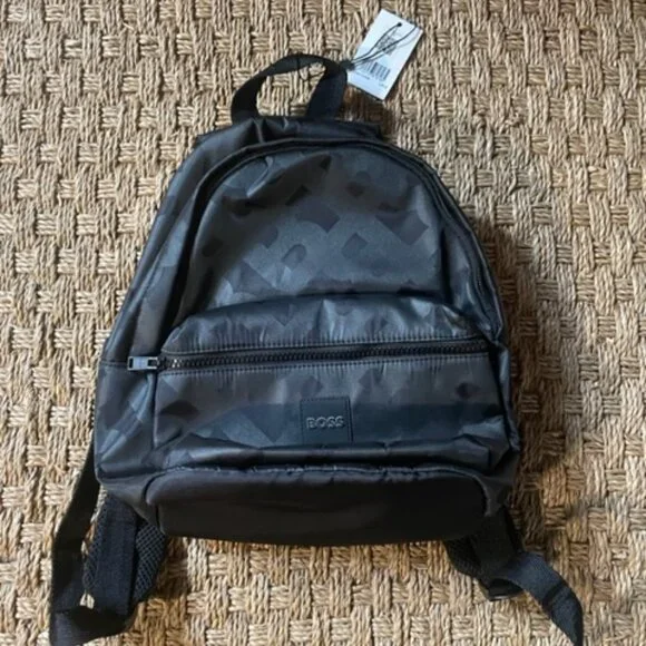BOSS Kidswear logo-appliqué monogram backpack in black